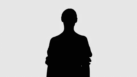 silhouette of a thoughtful sad woman with hand near her forehead