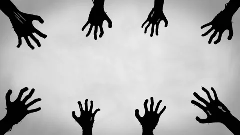 Silhouette of Zombie Hands on White Background — Halloween Concept Stock Footage 314210902