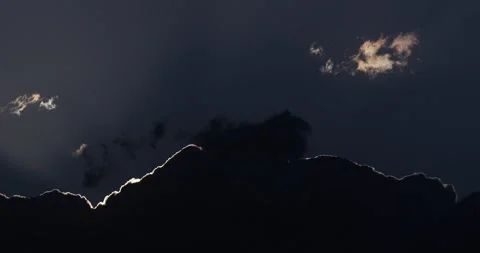 Silhouetted cloud base with dreamy backlit fractus clouds. Stock Footage 304716765