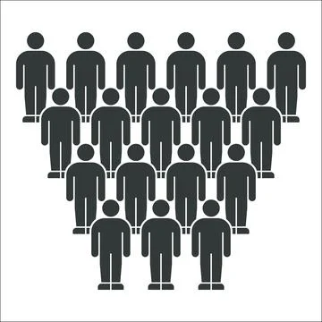 Silhouetted Crowd in V-Shaped Formation Stock Illustration