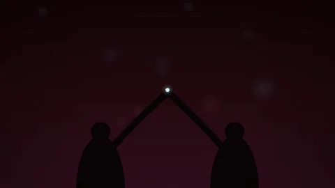 Silhouetted Figures Casting Magic Wand Spell Dark Red Background 스톡 동영상 347966966