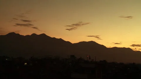 Silhouetted Himalayan Mountains at Sunset Stock Footage 49571588