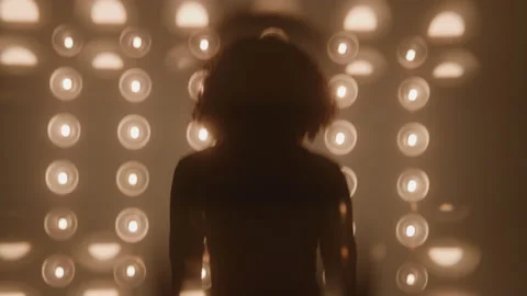 Silhouetted Model Walking Runway Stock Footage 208805383