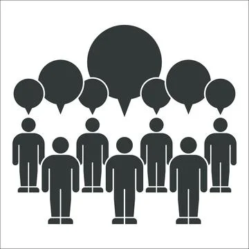 Silhouetted People with Speech Bubbles in Communication Concept Stock Illustration