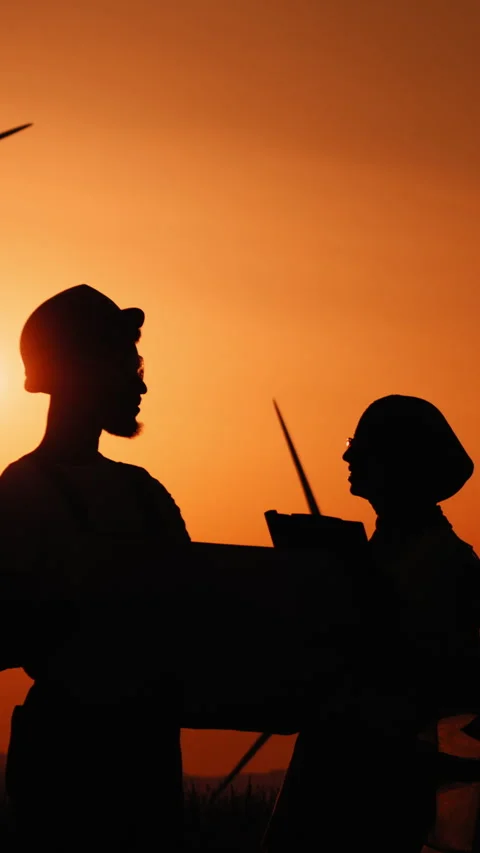 Silhouetted People at Sunset Stock Footage 318685201