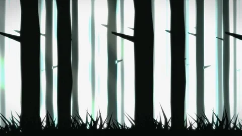 Silhouetted trees in abstract forest scene. 2d animation 库存影片 342579470