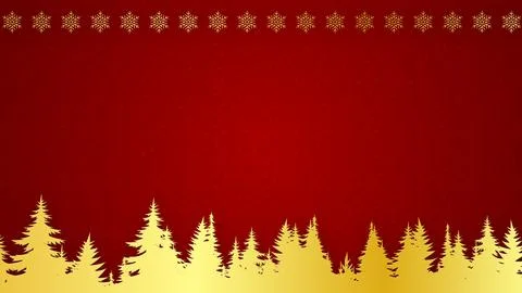 Silhouetted Trees with Snowflakes on Red Ilustración de archivo