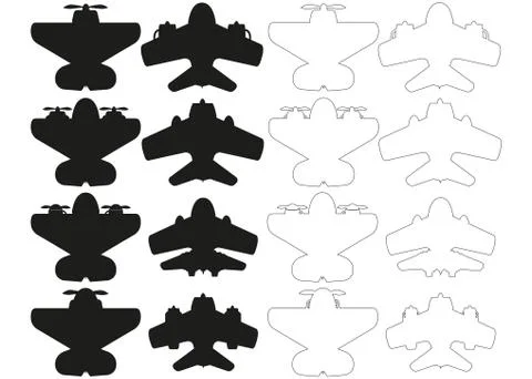 Silhouettes of aircraft. Stock Illustration