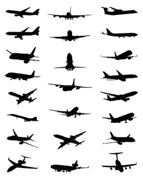 Silhouettes of aircrafts Stock Illustration