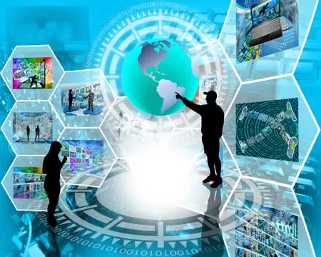 Silhouettes and the earth Stock Illustration