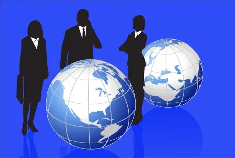 Silhouettes and globes Stock Illustration