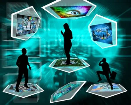 Silhouettes and  interface Stock Illustration