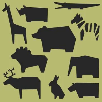 Silhouettes of animals Stock Illustration