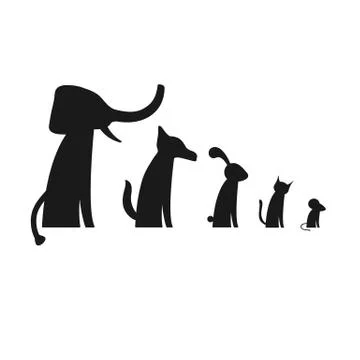 Silhouettes of animals in a row Stock Illustration