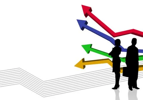 Silhouettes with Arrow Chart Stock-Illustration