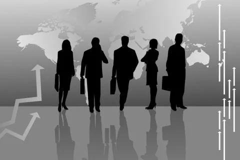 Silhouettes with Arrows Stock Illustration