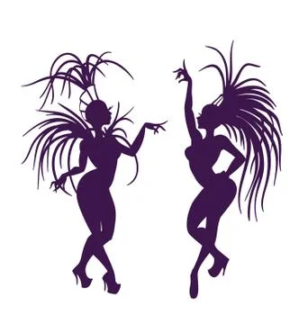 Silhouettes of attractive samba queen Stock Illustration