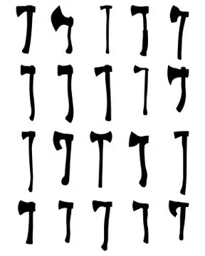 Silhouettes of axe Stock Illustration