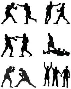 Silhouettes of boxers Stock Illustration