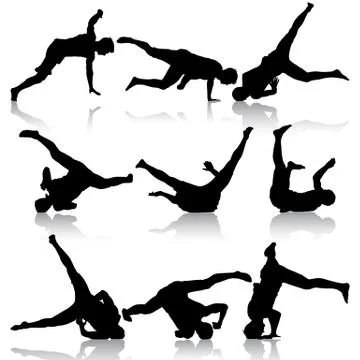 Silhouettes breakdancer on a white background. Vector illustration Stock Illustration