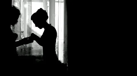 Silhouettes of the bride Stock Footage 8762649