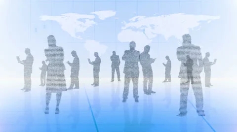 Silhouettes of business people made with binary codes Stock Footage 23387683