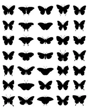 Silhouettes of butterflies Stock Illustration