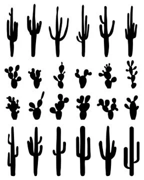Silhouettes of cactus Stock Illustration