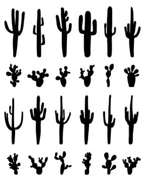 Silhouettes of cactus Stock Illustration