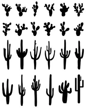 Silhouettes of cactus Stock Illustration