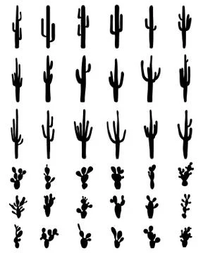 Silhouettes of cactus Stock Illustration