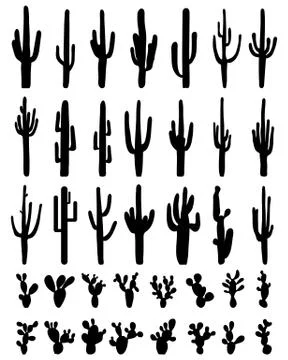 Silhouettes of cactus Stock Illustration