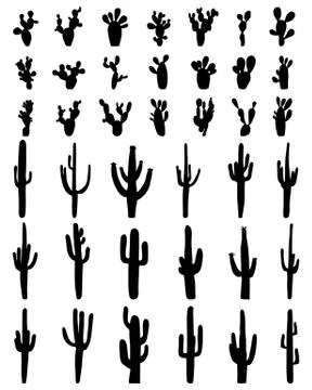 Silhouettes of cactus Stock Illustration