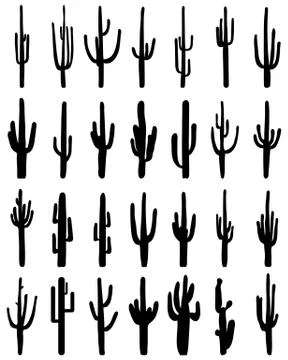 Silhouettes of cactus Stock Illustration