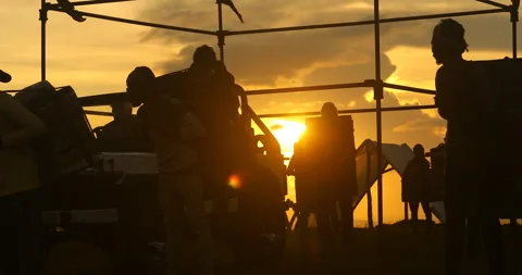 Silhouettes at Camping Tents Stock Footage 291945341