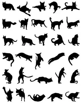 Silhouettes of cats Stock Illustration