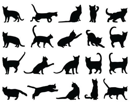 Silhouettes of cats Stock Illustration
