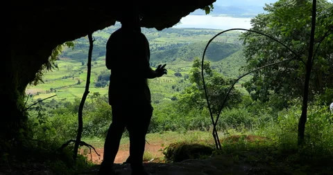 Silhouettes in Cave Stock Footage 291906829