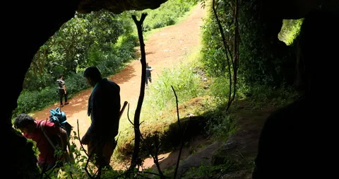 Silhouettes in Cave Stock Footage 291912570