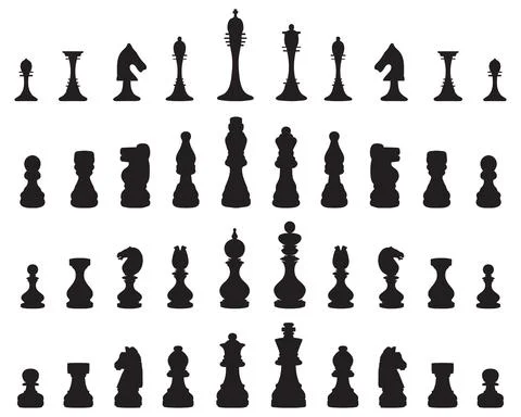Silhouettes of chess pieces Stock Illustration