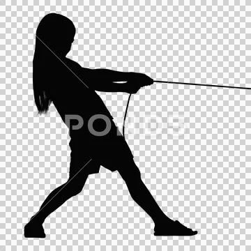Silhouettes of child pull rope isolated on transparent background - PNG  forma: Graphic #246665513