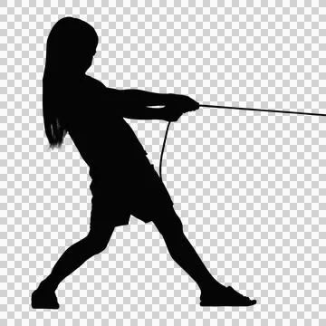 Silhouettes of child pull rope isolated on transparent background - PNG forma Stock Illustration