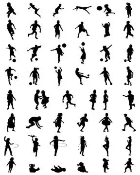 Silhouettes of children Stock Illustration