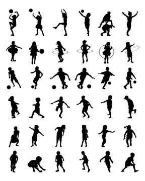 Silhouettes of children Stock Illustration
