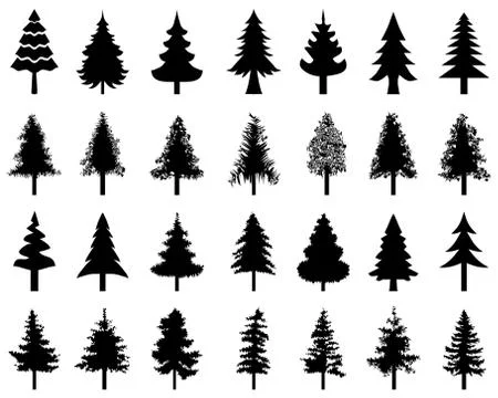 Silhouettes of Christmas tree Stock Illustration