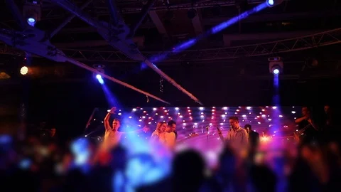 Silhouettes of concert crowd Stock Footage 105137475