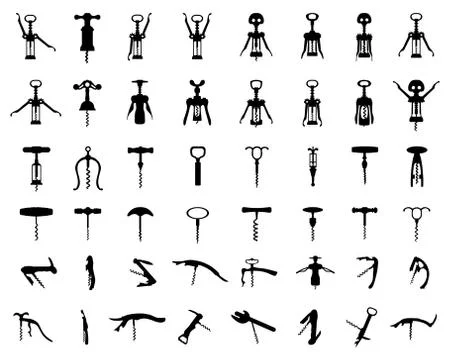 Silhouettes of corkscrews Stock Illustration