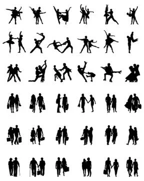 Silhouettes of couples Stock Illustration