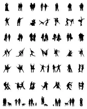 Silhouettes of couples Stock Illustration