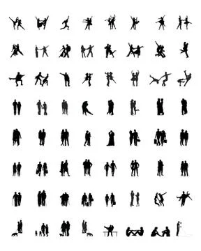 Silhouettes of couples Stock Illustration